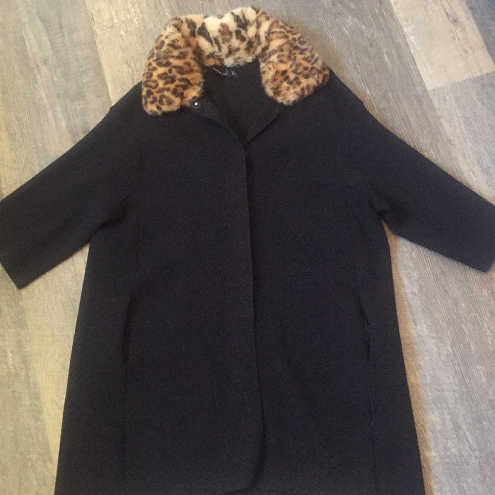 Zara Knit Long Sweater with fur trim